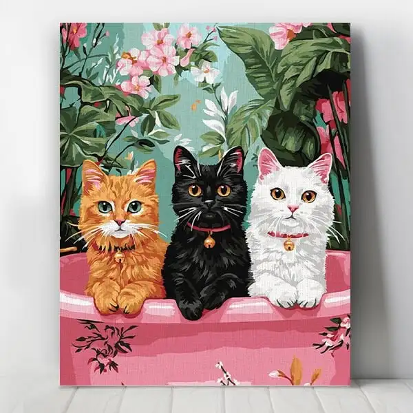 Pembe Küvet Sayılarla Boyama Seti 30x40 cm